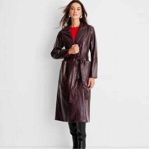 Target Women's Deep Burgundy Croc Trench Coat